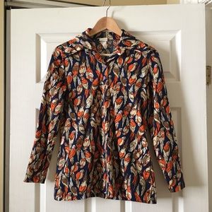 Vintage Polyester Shirt with Macaw Bird Print